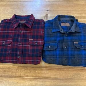 2 Orvis The Perfect Flannel Shirt Shacket Men L Plaid Heavy Flannel Button Up